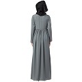 Front open abaya with pintucks- Grey Front open abaya with pintucks- Grey